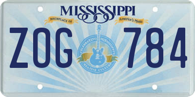 MS license plate ZOG784