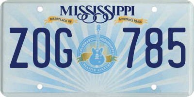 MS license plate ZOG785