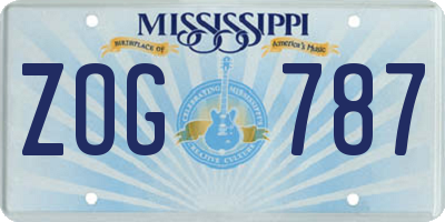 MS license plate ZOG787