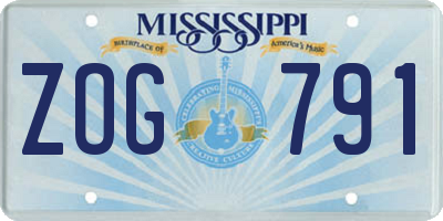 MS license plate ZOG791