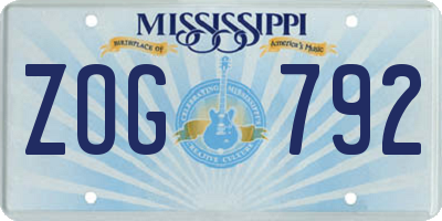 MS license plate ZOG792