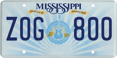 MS license plate ZOG800