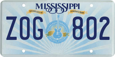 MS license plate ZOG802