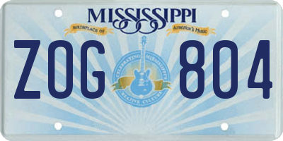 MS license plate ZOG804