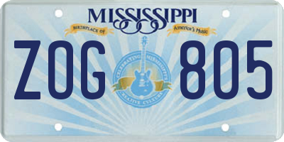 MS license plate ZOG805