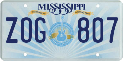 MS license plate ZOG807