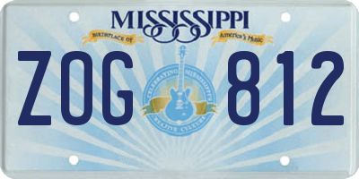 MS license plate ZOG812