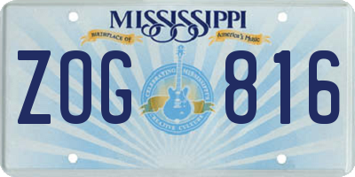 MS license plate ZOG816