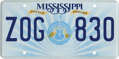 MS license plate ZOG830