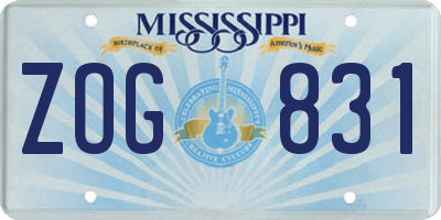 MS license plate ZOG831
