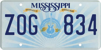 MS license plate ZOG834