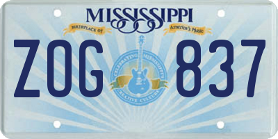 MS license plate ZOG837