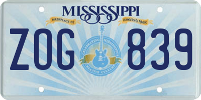 MS license plate ZOG839