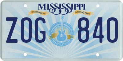 MS license plate ZOG840