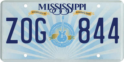 MS license plate ZOG844
