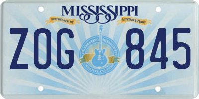 MS license plate ZOG845