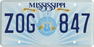 MS license plate ZOG847