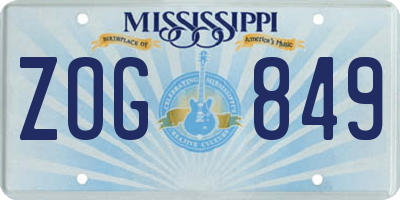 MS license plate ZOG849