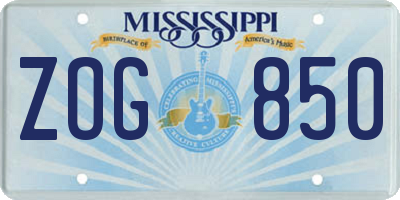 MS license plate ZOG850