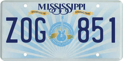 MS license plate ZOG851