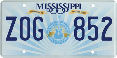 MS license plate ZOG852