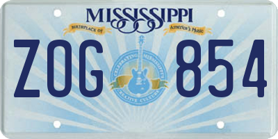 MS license plate ZOG854