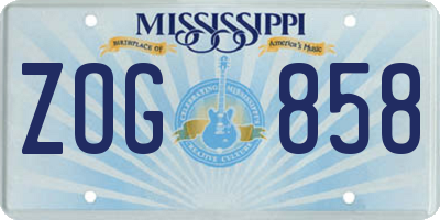 MS license plate ZOG858