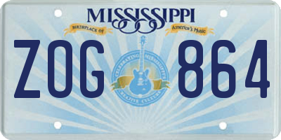 MS license plate ZOG864