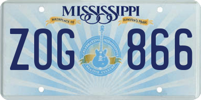 MS license plate ZOG866