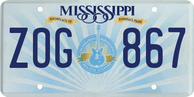 MS license plate ZOG867