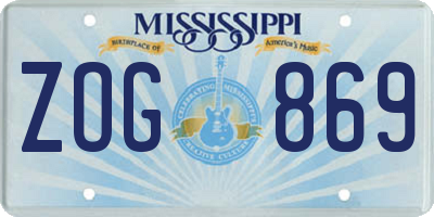 MS license plate ZOG869