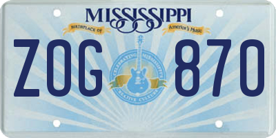 MS license plate ZOG870