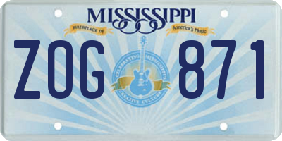 MS license plate ZOG871