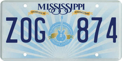MS license plate ZOG874