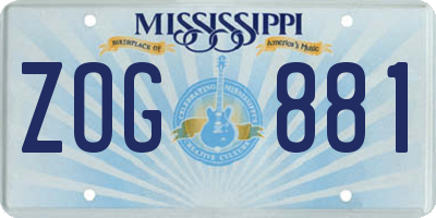 MS license plate ZOG881