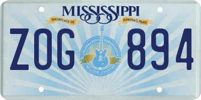 MS license plate ZOG894