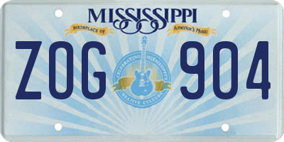 MS license plate ZOG904