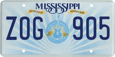 MS license plate ZOG905