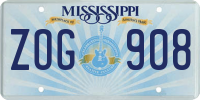 MS license plate ZOG908