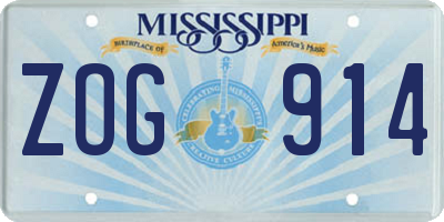 MS license plate ZOG914