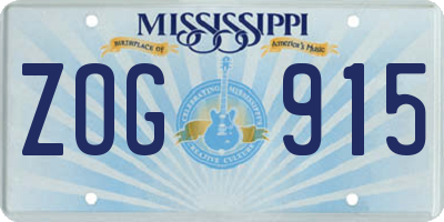 MS license plate ZOG915