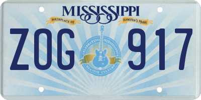 MS license plate ZOG917