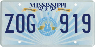 MS license plate ZOG919