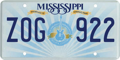 MS license plate ZOG922