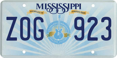 MS license plate ZOG923