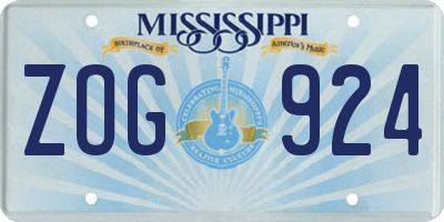 MS license plate ZOG924