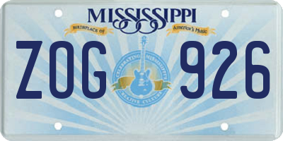 MS license plate ZOG926
