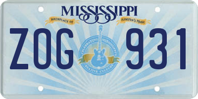 MS license plate ZOG931