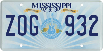 MS license plate ZOG932