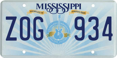 MS license plate ZOG934